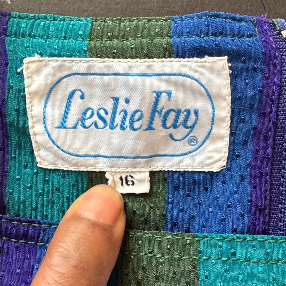 Vintage Leslie Fay Metallic Stripe Dress - Picture 5 of 17